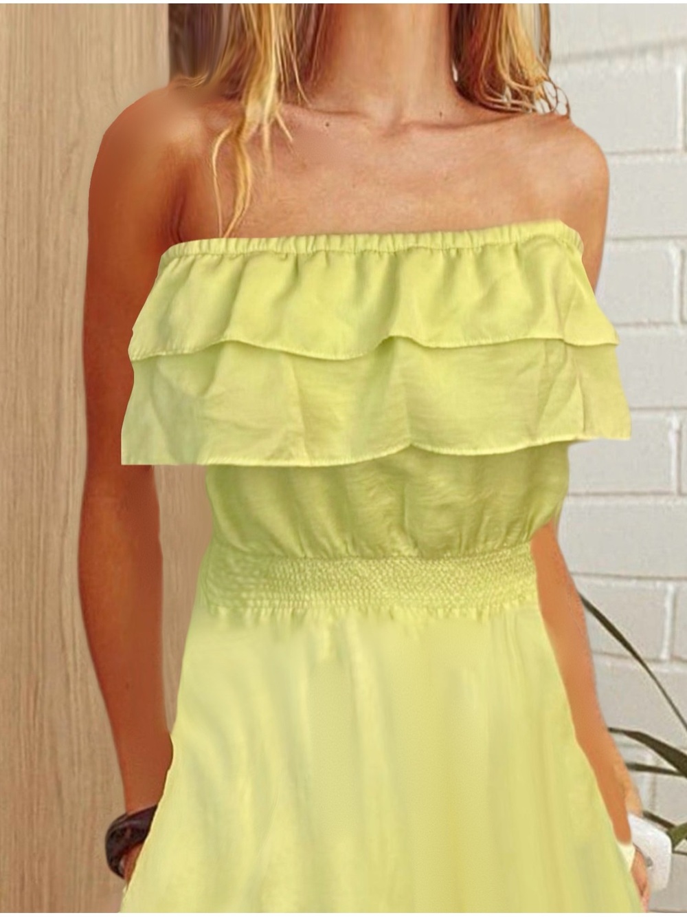 Strapless Ruffle Tier Yellow Sundress